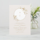 金ゴールドエレガントリースモノグラム結婚ズ 招待状 (スタンド正面)