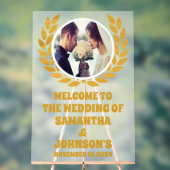 金ゴールドエレガントリース写真結婚歓迎フロステッド アクリルサイン (ニュートラル)