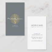 金ゴールドエレガントリーフの石板II名刺のロゴ 名刺 (正面/裏面)