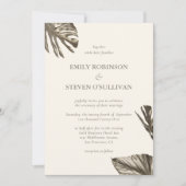 金ゴールドエレガントリーフシャンパンアイボリー結婚ズ 招待状 (正面)