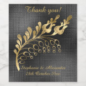 金ゴールドエレガントリーフブラックデントカスタマイズ可能なワイン ワインラベル (シングルラベル)