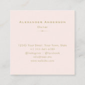 金ゴールドエレガントリーフミニマルボタニカルクリームピンク スクエア名刺 (裏面)