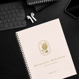 金ゴールドエレガントリーフミニマルボタニカルクリームピンク ノートブック