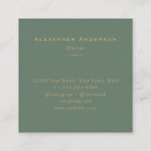 金ゴールドエレガントリーフミニマル植物緑 スクエア名刺 (裏面)