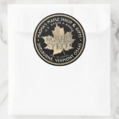 金ゴールドエレガントリーフメープルシロップのシール ラウンドシール (バッグ)