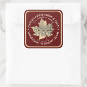 金ゴールドエレガントリーフメープルシロップのステッカー1.5インチまたは3" スクエアシール (バッグ)