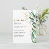 金ゴールドエレガントリーフ緑結婚披露宴 エンクロージャーカード (スタンド正面)