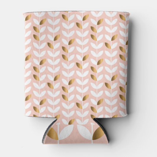 金ゴールドエレガントリーフ：バラ色のヴィンテージ。 缶クーラー (正面)