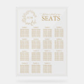 金ゴールドエレガントリープクレストモノグラ結婚ムの座席 アクリルサイン (正面)