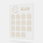 金ゴールドエレガントリープクレストモノグラ結婚ムの座席 アクリルサイン (傾斜)