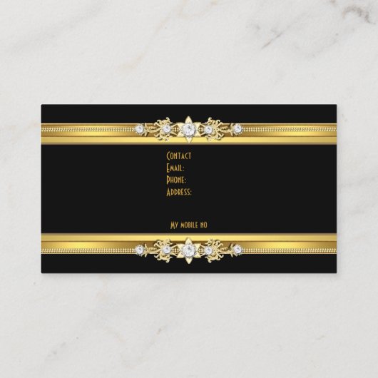 金ゴールドエレガントレオパードブラックアニマルプリント 名刺 (裏面)