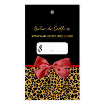 金ゴールドエレガントレオパード印刷レッドボウフォトプライスタグ