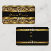 金ゴールドエレガントレオパード黒ダイヤフェイクモンド 名刺 (正面/裏面)