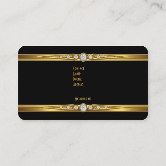 金ゴールドエレガントレオパード黒ダイヤフェイクモンド 名刺 (裏面)