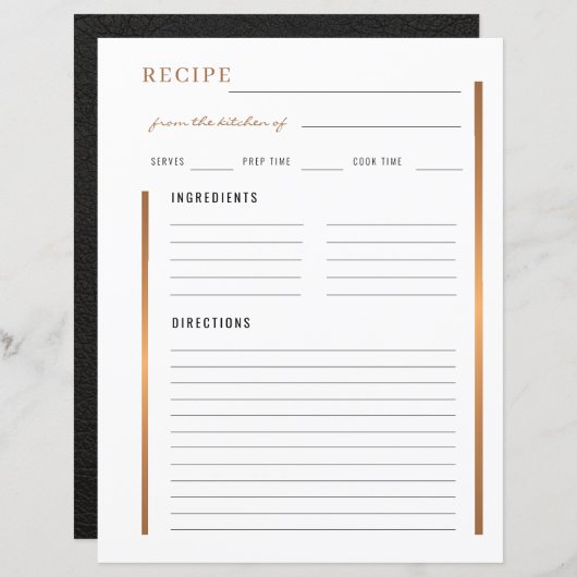 金ゴールドエレガントレシピの台所から空白の (正面/裏面)