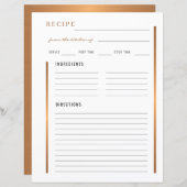 金ゴールドエレガントレシピの台所から空白の (正面/裏面)