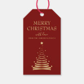 金ゴールドエレガントレッドクリスマスツリーカスタム ギフトタグ (正面)