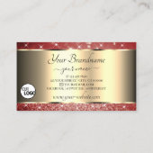 金ゴールドエレガントレッドグリッタースパークルスターとロゴ 名刺 (裏面)