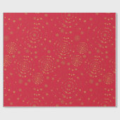 金ゴールドエレガントレッドハンドローンクリスマスパターン ラッピングペーパー (フラット)