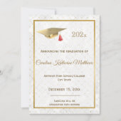 金ゴールドエレガントレッドフォトキャップ卒業 案内状 (正面)