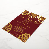 金ゴールドエレガントレッドマンダラニューイヤー大晦日パーティー 箔招待状 (回転した状態)