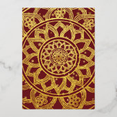 金ゴールドエレガントレッドマンダラニューイヤー大晦日パーティー 箔招待状 (裏面)