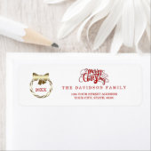 金ゴールドエレガントレッドメリークリスマスタイポグラフィ ラベル (インサイチュ)