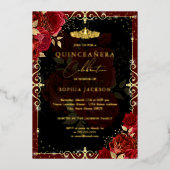 金ゴールドエレガントレッドローズキンセアニェラ 箔招待状 (正面)