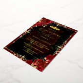 金ゴールドエレガントレッドローズキンセアニェラ 箔招待状 (回転した状態)