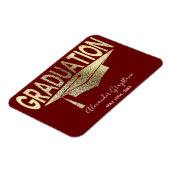 金ゴールドエレガントレッド卒業日を保存 マグネット (左側)