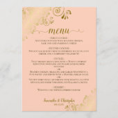 金ゴールドエレガントレースフリルオンコーラルピーチ結婚ズ メニュー (正面)