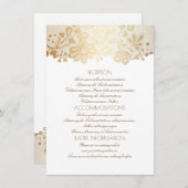 金ゴールドエレガントレース結婚ホワイト情報 エンクロージャーカード (正面/裏面)