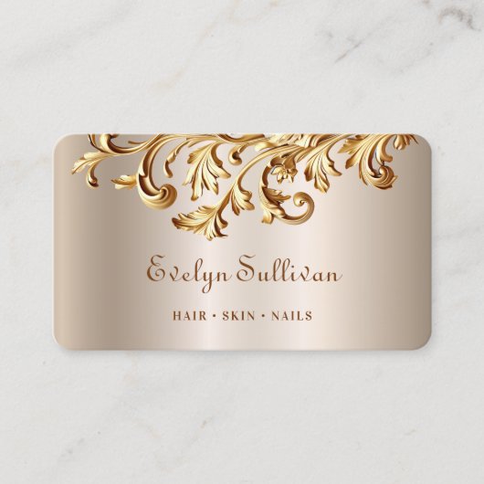 金ゴールドエレガントロココオーナメント名刺 名刺 (正面)