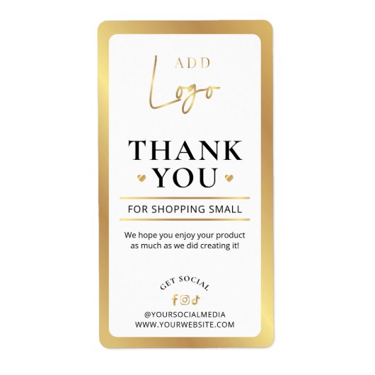 金ゴールドエレガントロゴのご注文ありがとうございます ラベル (正面)