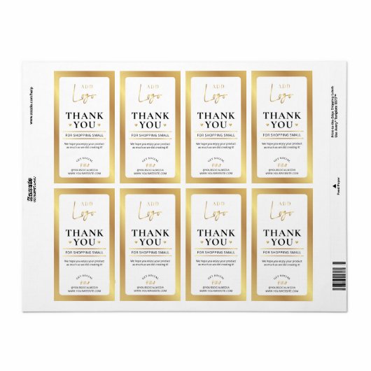 金ゴールドエレガントロゴのご注文ありがとうございます ラベル (フルシート)