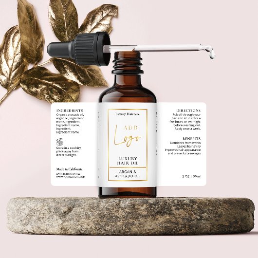 金ゴールドエレガントロゴ美容液ドロッパーボトルラベル ラベル