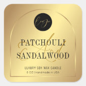 金ゴールドエレガントロゴ製品包装キャンドルラベル スクエアシール (正面)