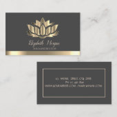 金ゴールドエレガントロータスストライプ金ゴールドヨガインストラクター 名刺 (正面/裏面)