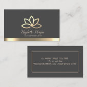 金ゴールドエレガントロータスストライプ金ゴールドヨガインストラクター 名刺 (正面/裏面)