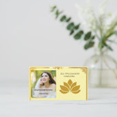 金ゴールドエレガントロータスビジネスカード前面 名刺 (スタンド正面)