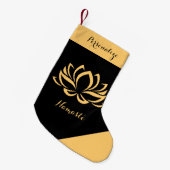 金ゴールドエレガントロータスフラワーゼンヨガナマステ スモールクリスマスストッキング (正面 (吊り時))