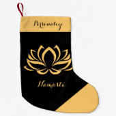 金ゴールドエレガントロータスフラワーゼンヨガナマステ スモールクリスマスストッキング (正面)