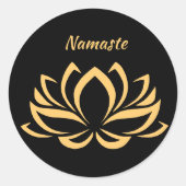 金ゴールドエレガントロータスフラワーナマステ禅ヨガ ラウンドシール (正面)