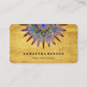 金ゴールドエレガントロータスフラワーロゴヨガ 名刺 (正面)