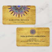 金ゴールドエレガントロータスフラワーロゴヨガ 名刺 (正面/裏面)