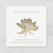 金ゴールドエレガントロータスフローラロゴショッピングありがとう スクエア名刺 (正面)