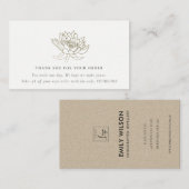 金ゴールドエレガントロータスフローラロゴショッピングありがとう 名刺 (正面/裏面)