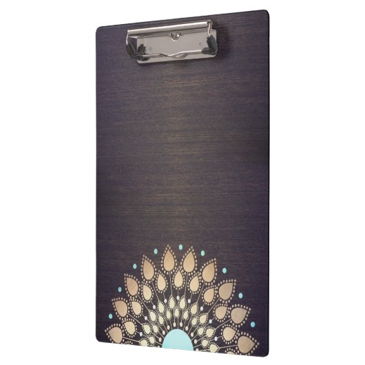 金ゴールドエレガントロータスマンダラウッドヨガインストラクター クリップボード (左)