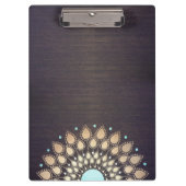 金ゴールドエレガントロータスマンダラウッドヨガインストラクター クリップボード (正面)