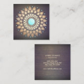 金ゴールドエレガントロータスマンダラウッドヨガインストラクター スクエア名刺 (正面/裏面)
